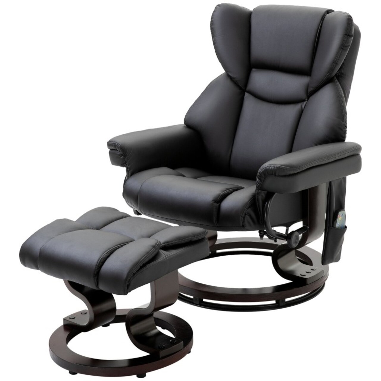 Adjustable Faux Leather Massage Recliner Chair with Ottoman Swivel Seat and 10-Point Vibration